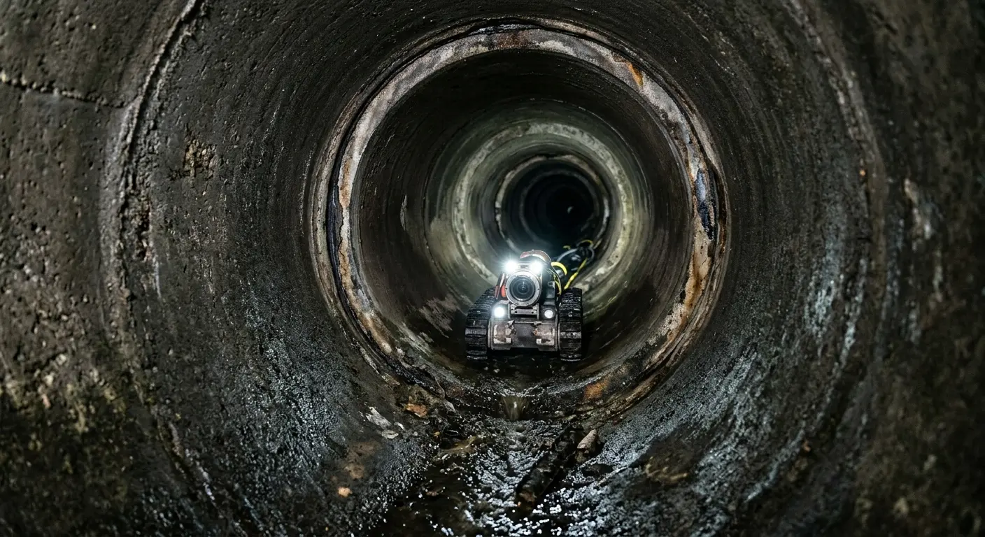 Robotic sewer camera inspecting pipe interior for Sewer Line Repair in Brandermill